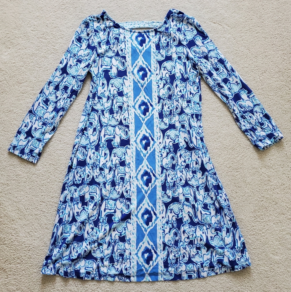Lilly Pulitzer Blue/White Ophelia Dress Get Trunky szXS